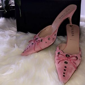 Pink Suede Prada Heels 10
